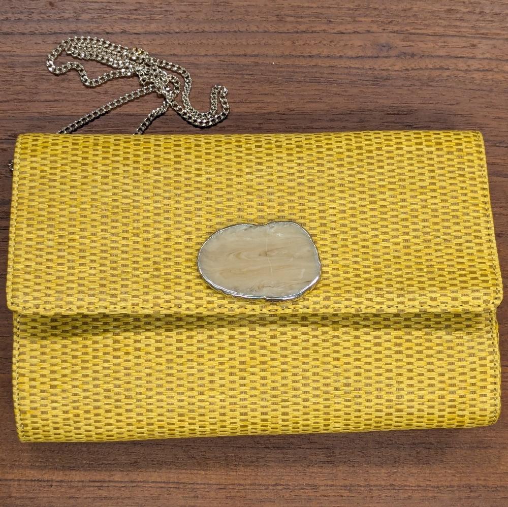 Elegant Yellow Woven Crossbody Bag